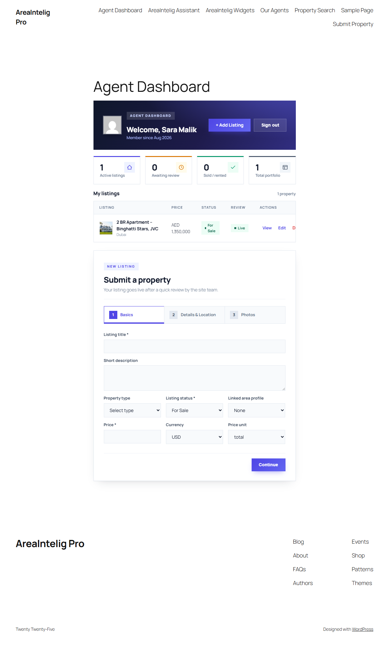 The agent dashboard