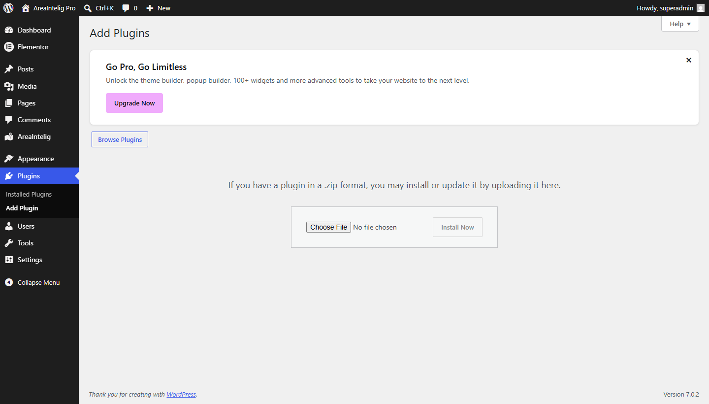 Plugins &rarr; Add New &rarr; Upload Plugin