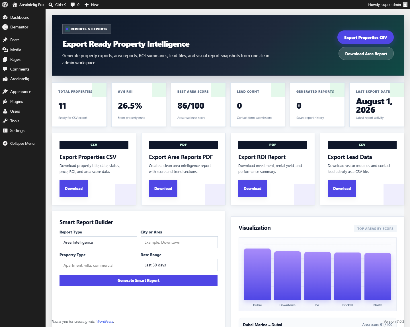 The Reports and Exports screen