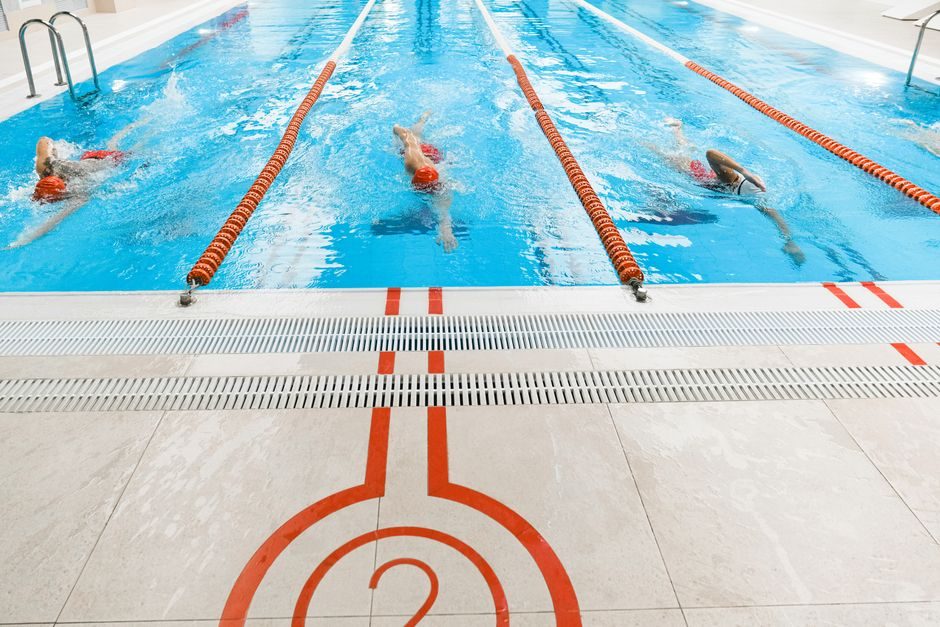 Swimmer completing an endurance training set