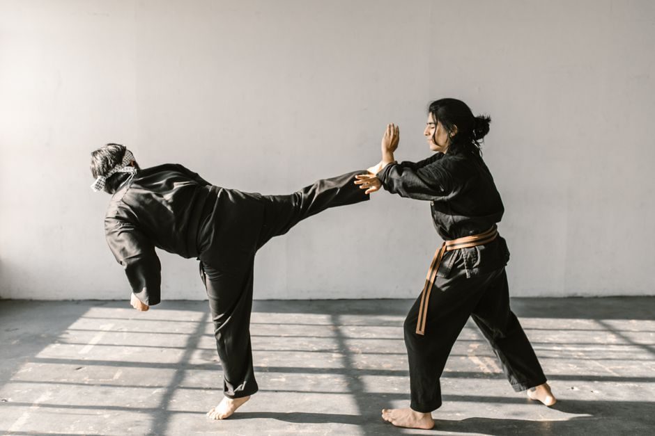Martial artist working on footwork and distance