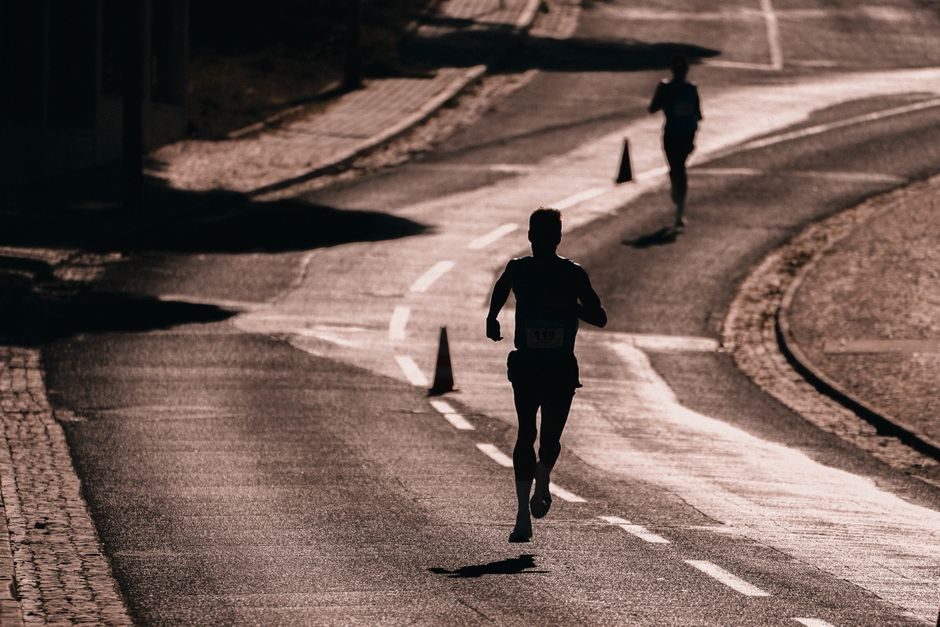 Running club training together outdoors