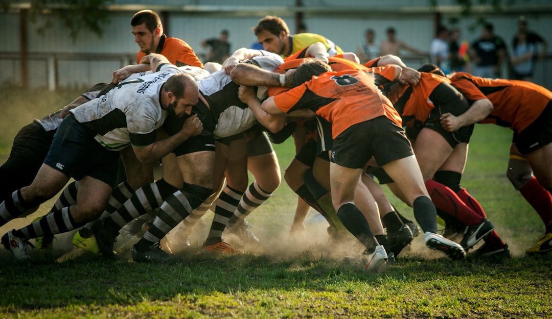 Rugby players completing a position-specific training drill