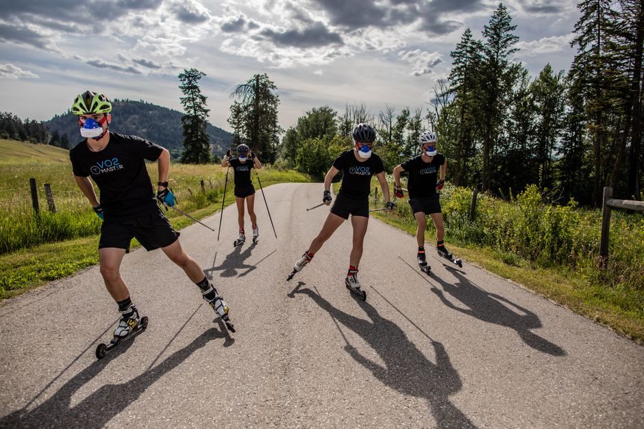 Skier completing off-season strength training