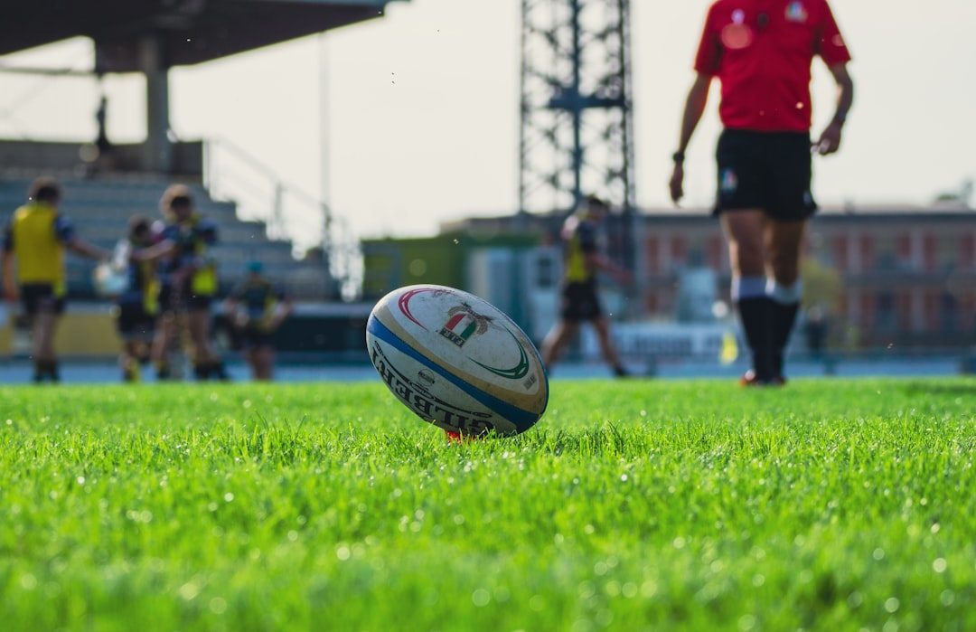 Rugby training ground prepared for an evening session