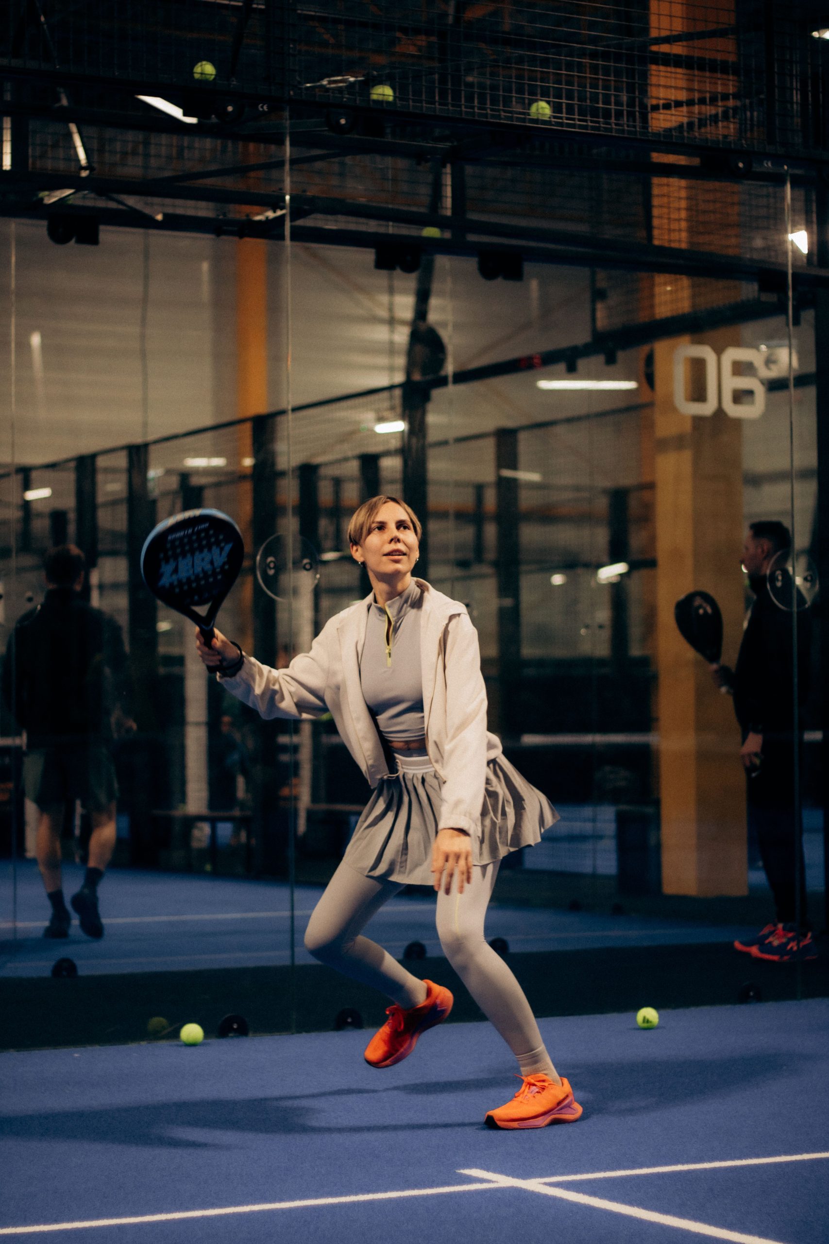 Indoor blue panoramic padel court