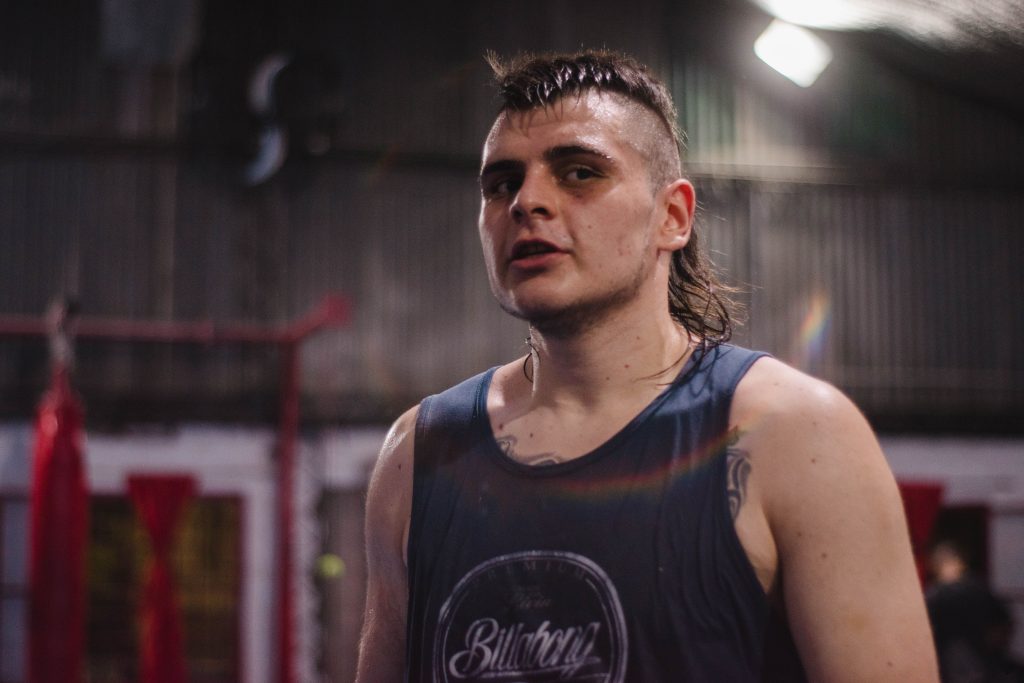 Focused athlete after an intense gym training session