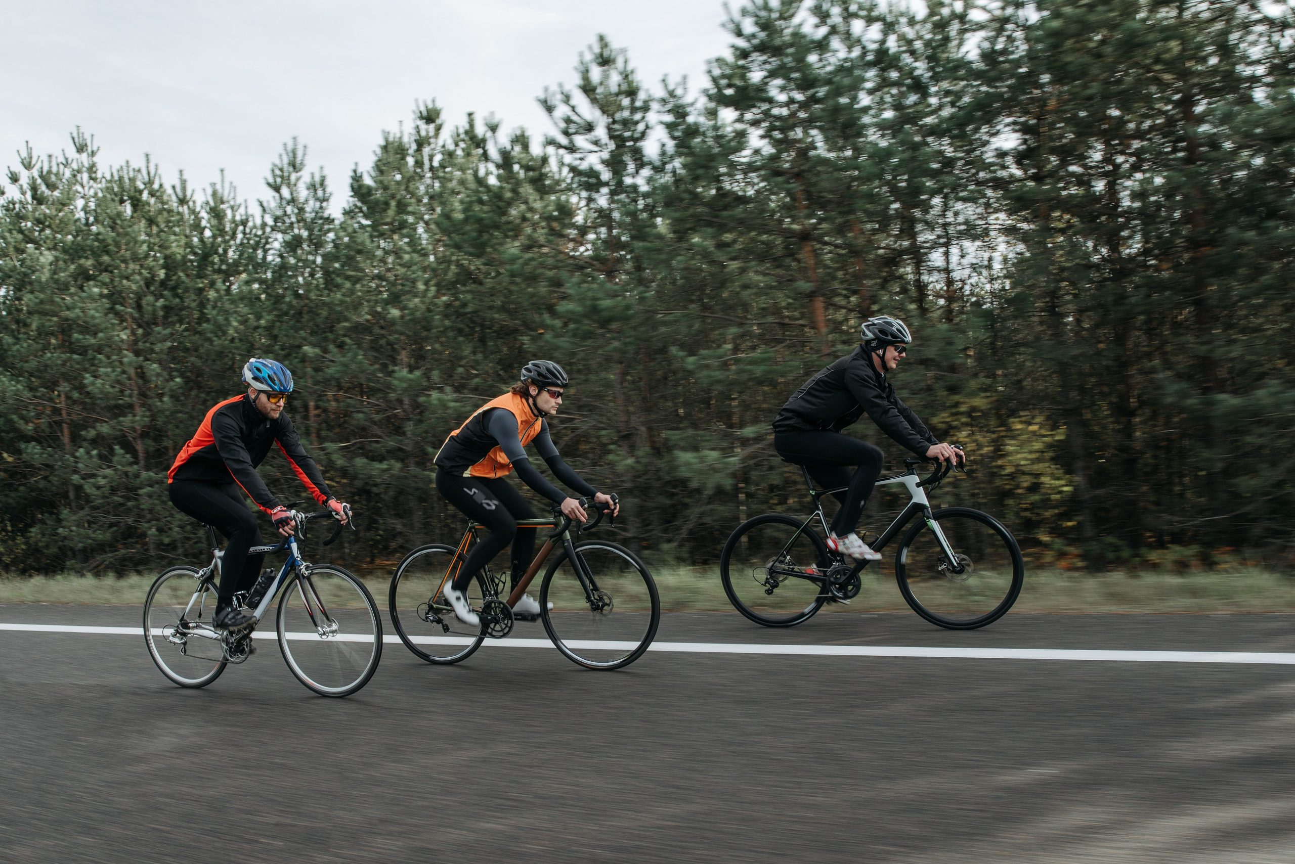 Cyclists riding together on an organized road cycling route
