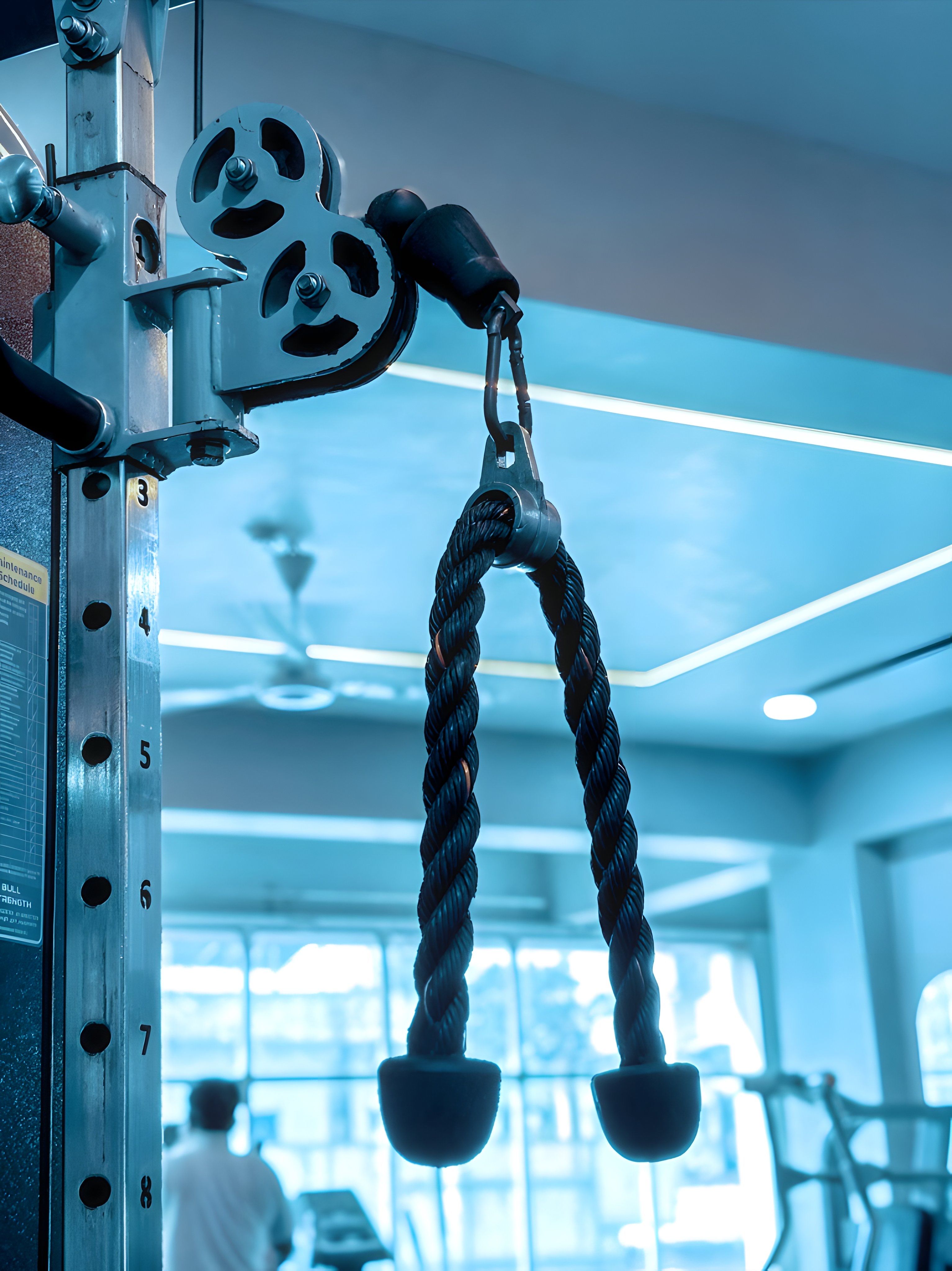 Bright modern gym interior with strength and cardio equipment