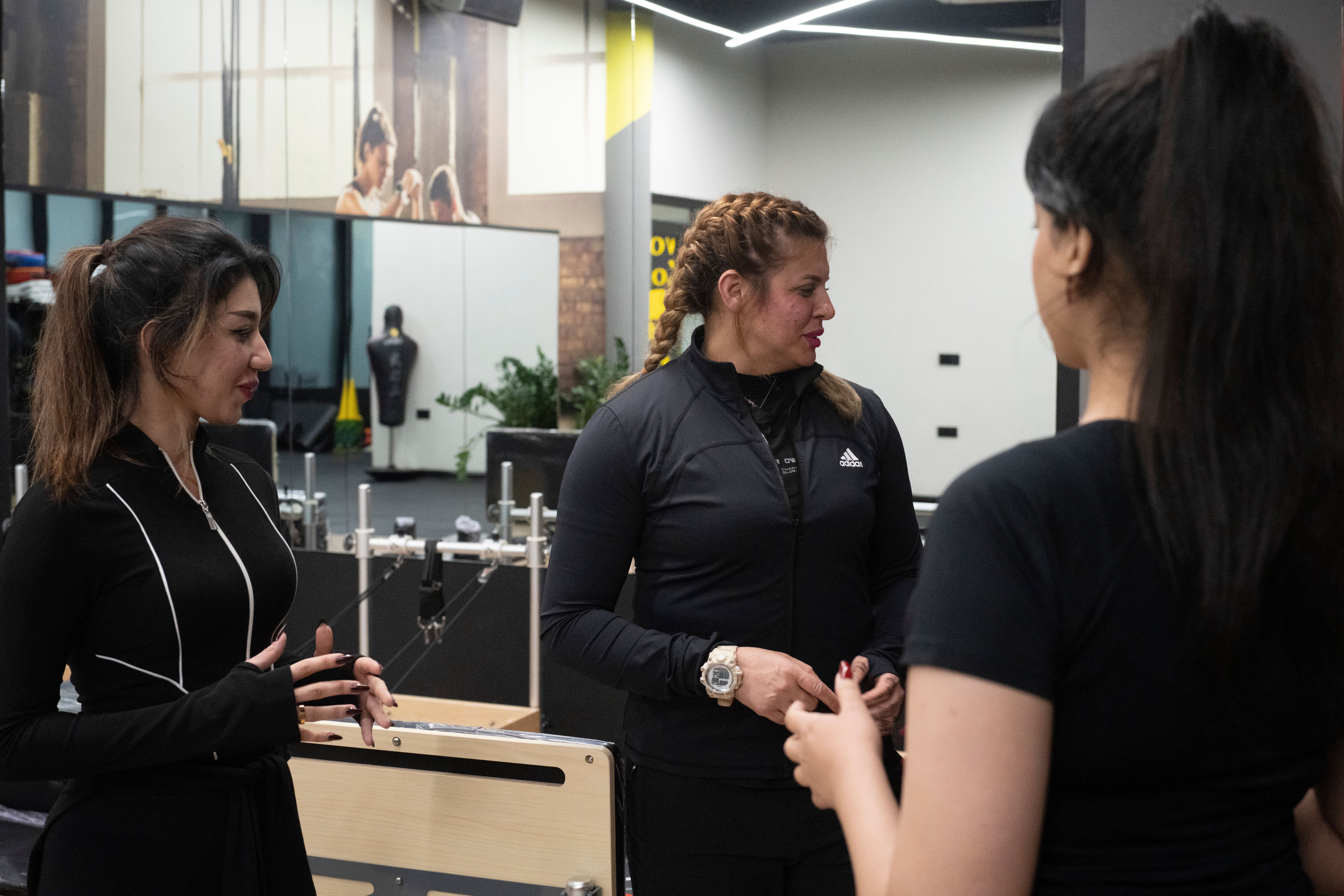 Women doing a group fitness workout