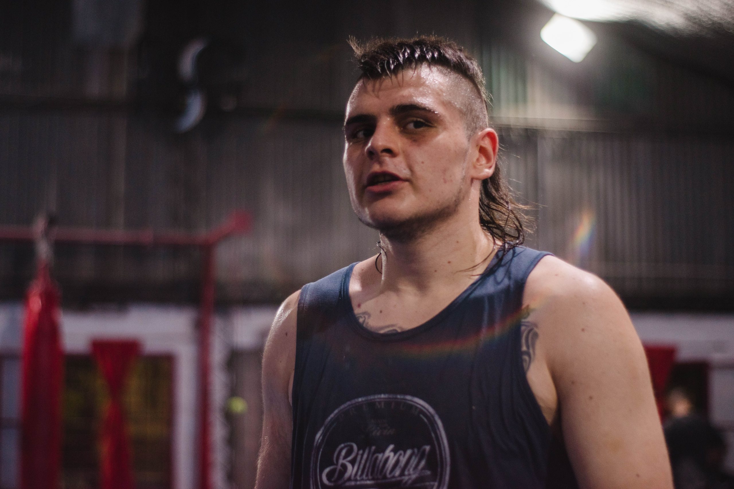 Focused athlete after an intense gym training session