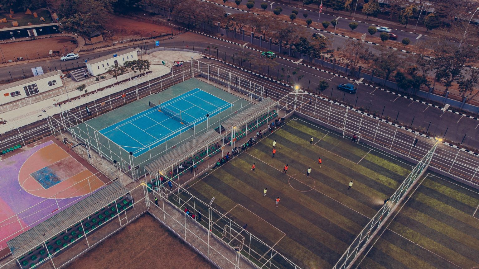 Multi-sport complex with football, tennis and basketball facilities