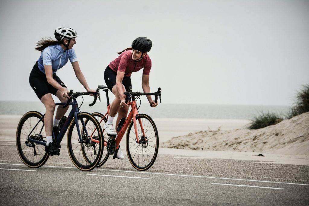 Cycling club riders taking part in a supported road event