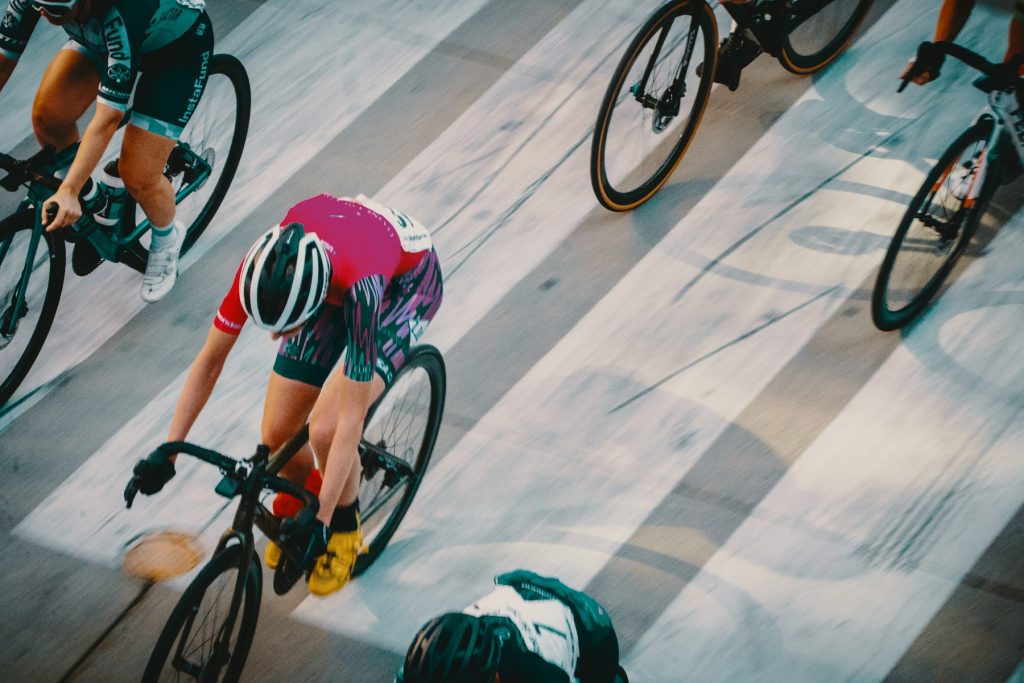 Cycling club members planning group training