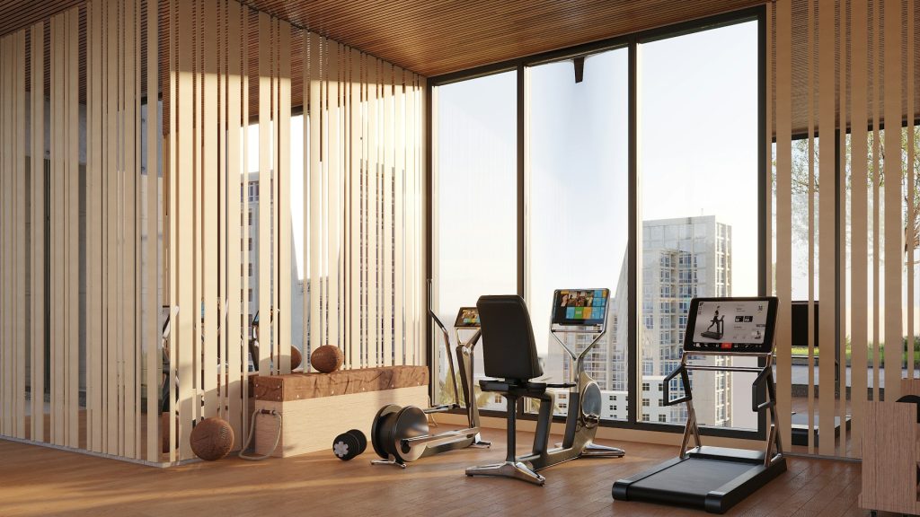 Premium gym with city skyline view