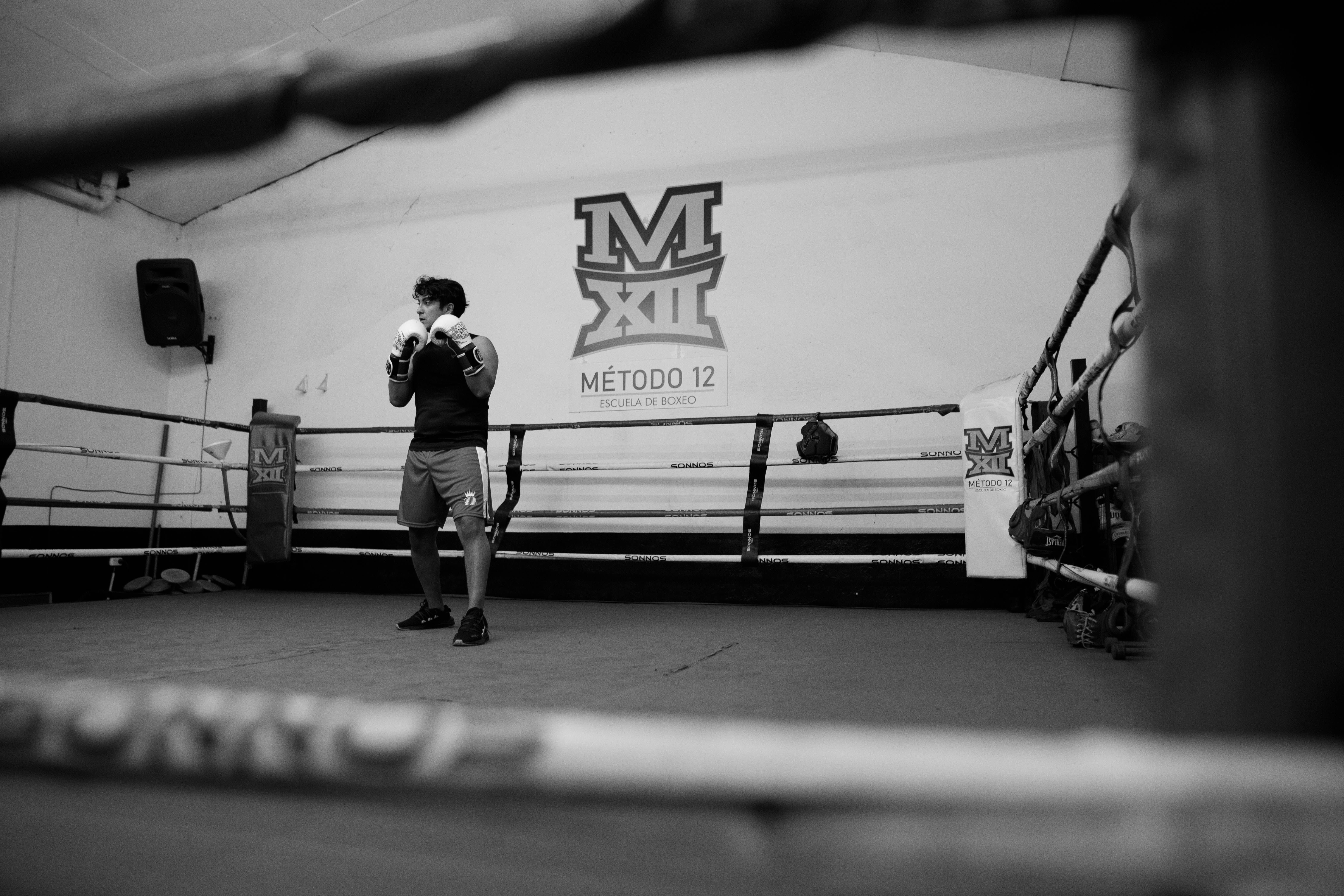Boxing athlete training inside a boxing gym
