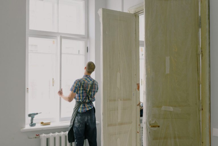 Home repair professional working on a residential renovation