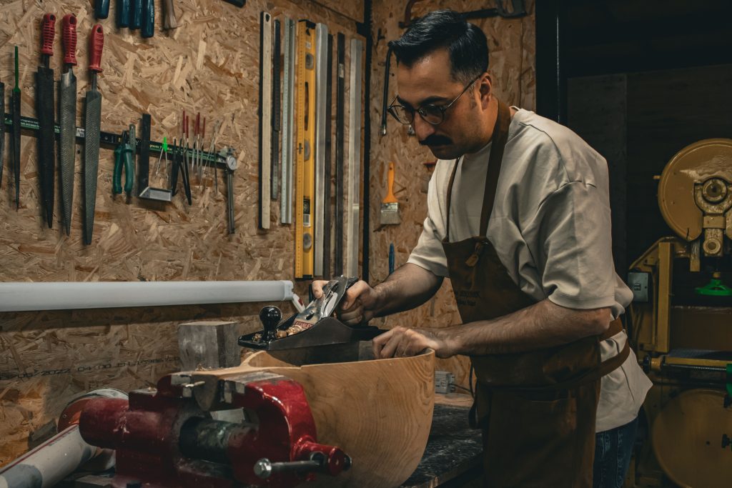 Carpenter at a workbench