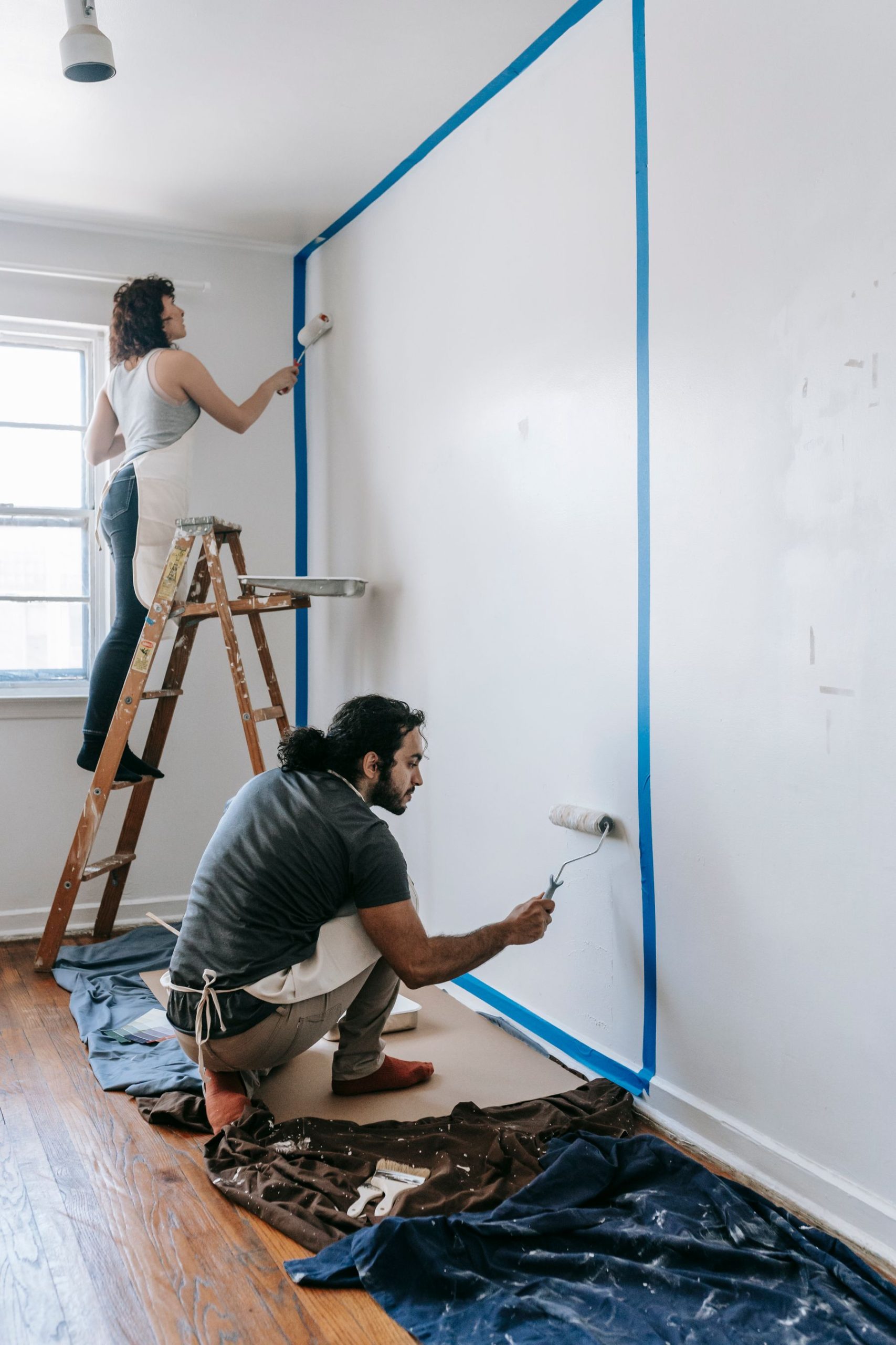 Professional painter applying paint