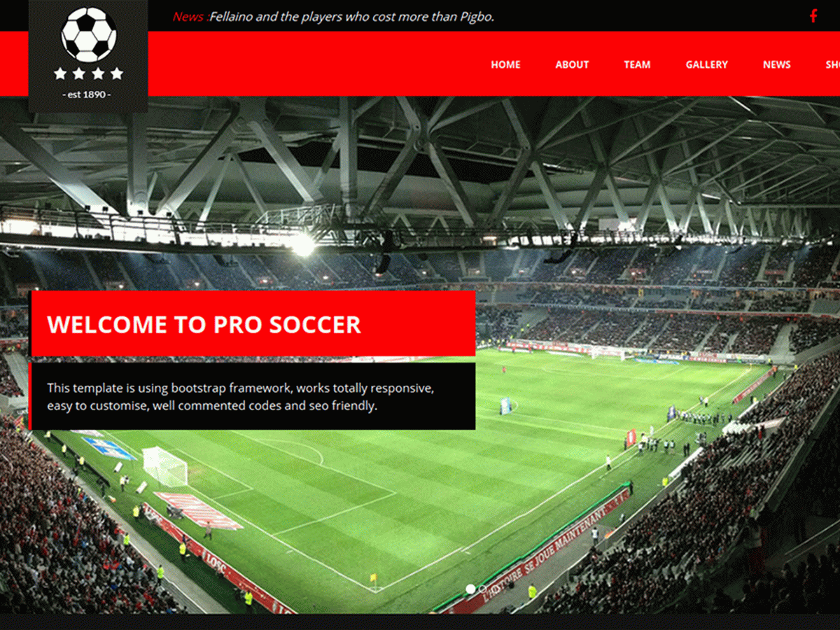 Pro Soccer football club WordPress theme preview