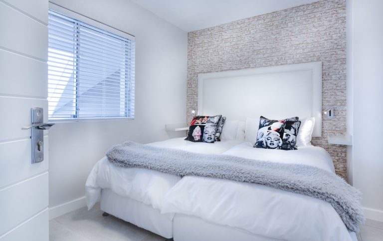 Elegant modern bedroom with stylish decor and plush bedding for a serene ambiance.