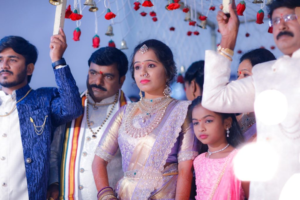 A vibrant portrait capturing the elegance of a traditional Indian wedding ceremony.