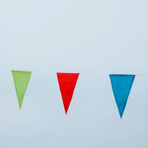 Close up shot of colorful birthday banners