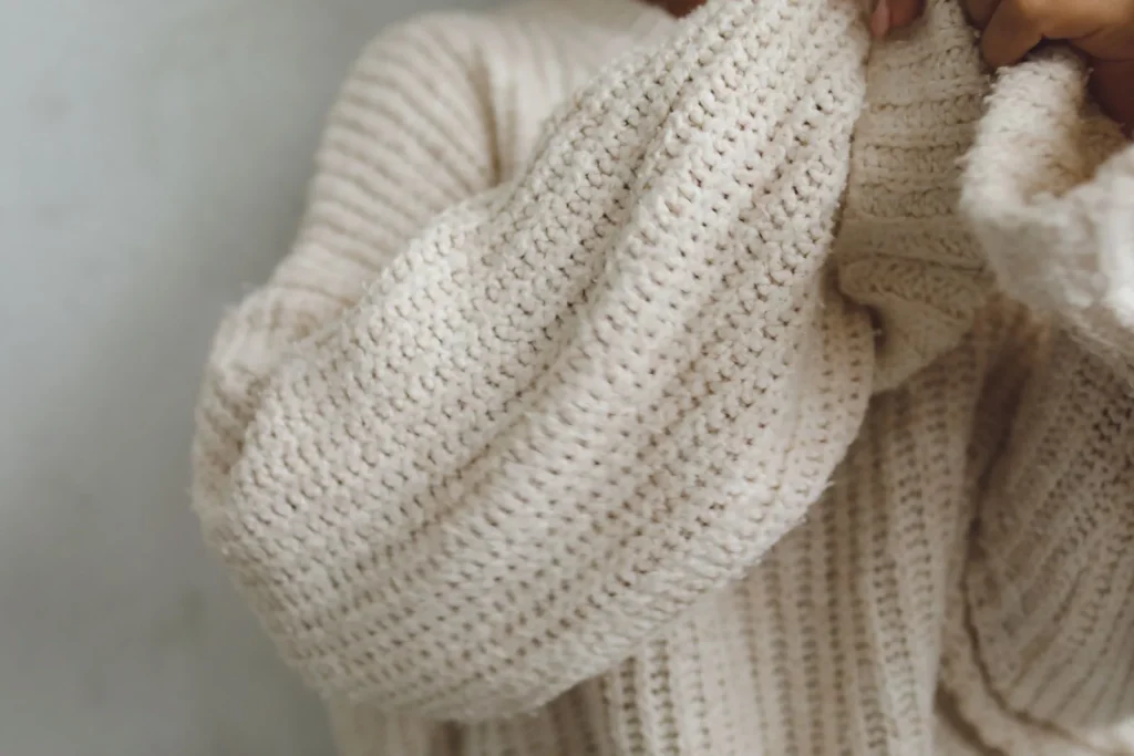 Close up photo of a knitted sweater