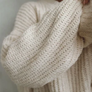 Close up photo of a knitted sweater