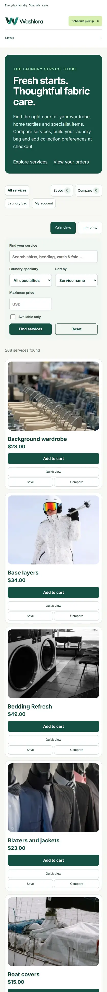 WooCommerce shop on a phone