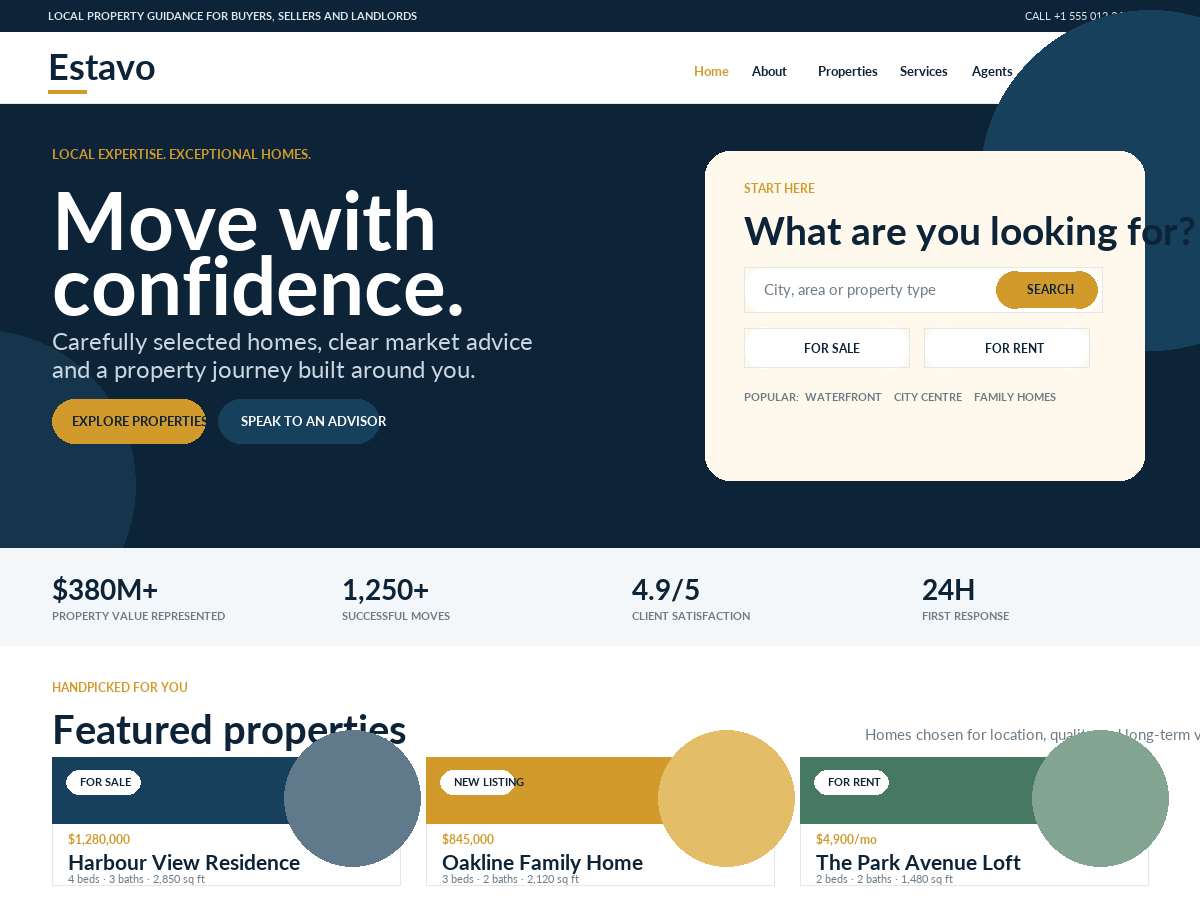 Estavo Pro real estate WordPress theme preview
